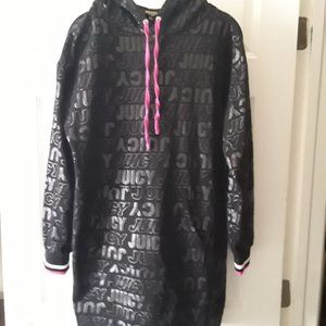 EUC Juicy Couture Black Label Hoodie Dress Spell Out Logo Size M